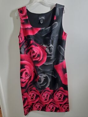 Joseph Ribkoff Rose Black And Pink Print Size 14